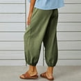 thumbnail image 7 of UAMVSH Cotton Linen for Women Lightweight Summer Casual Beach Pants with Pockets High Waist Cinch Bottom Vacation Lounge Pants(Medium,Army Green), 7 of 7