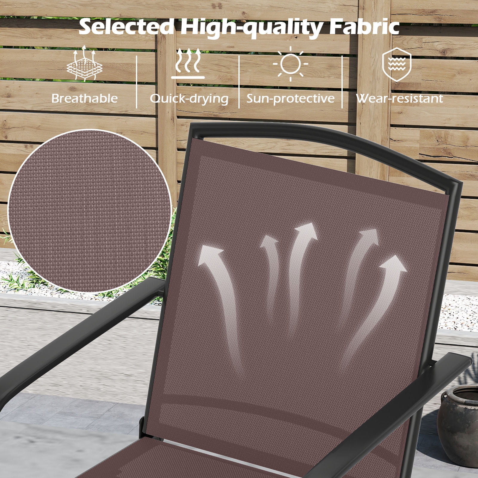Gymax Patio Swivel Chairs Set of 4 w/ High Back & Round Metal Base for Backyard