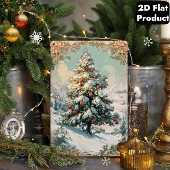 HELLOYOUNG Vintage Christmas Tin Sign 8x12 Inch - Rustproof Waterproof Metal Wall Decor Mint Green Retro Design - Indoor Outdoor Holiday Ho