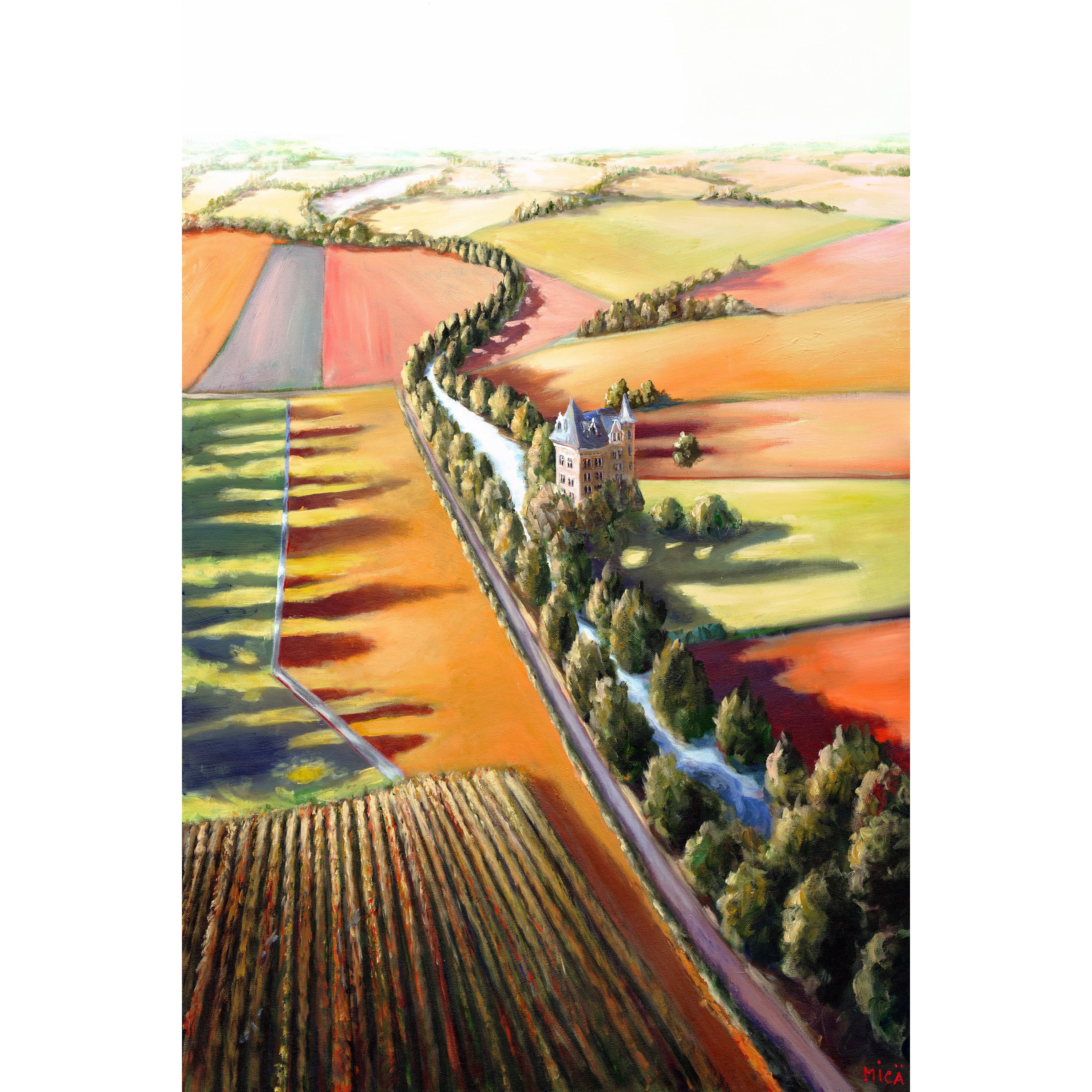 "Chateau by the River" Painting Print on Wrapped Canvas