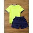 thumbnail image 5 of HULIJA Kids Boys Sports Shorts Sets Football Basketball Uniform Short Sleeves T-Shirt Shorts Fluorescent Green 4XS, 5 of 8