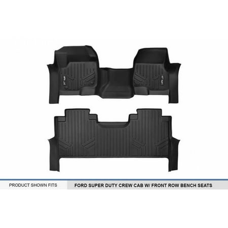 Ford Bronco Cargo Liner - Maxliner 2017-2019 Ford F250 F350 F450 Super Duty Crew Cab Floor Mats With 1st Row Bench Seat Cargo Liners Black A0298/B0298