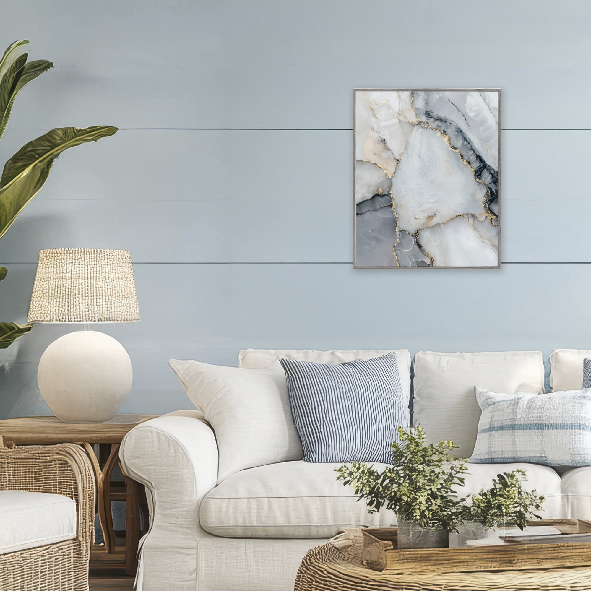 Stupell Industries Luxe Stone Geode Gray Framed Giclee Art, design by Svetlana Aleynikova