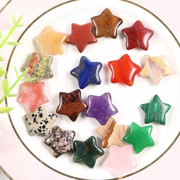MATROOY 50pcs Mixed Natural Stone Quartz Crystal Star Gemstone Chakra Healing Stone 20mm