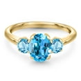 thumbnail image 3 of Gem Stone King 10K Yellow Gold Swiss Blue Topaz Engagement Ring for Women | 2.21 Cttw | Oval 8X6MM | Gemstone November Birthstone | Size 6, 3 of 6