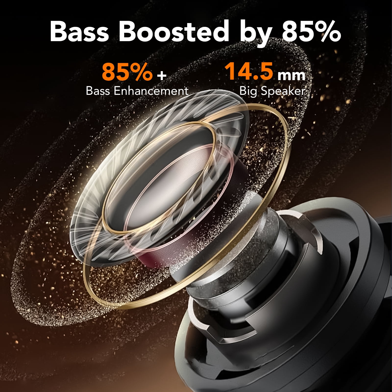 Bluetooth Headphones 5.4, 60Hrs Playtime Wireless Earbuds, Bass Boost 85%, Over-Ear Headphones Built-in 4 ENC Mics, IPX7 Waterproof Ear Buds with Earhook for Exercise Running Sports Black