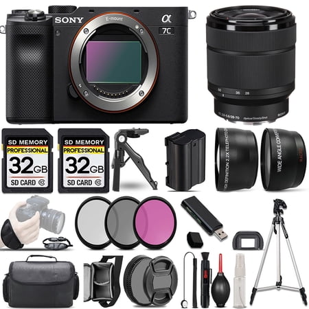 Sony a7C Camera (Black) Camera +28-70mm f/3.5-5.6 OSS Lens +3 PC Filter +64GB