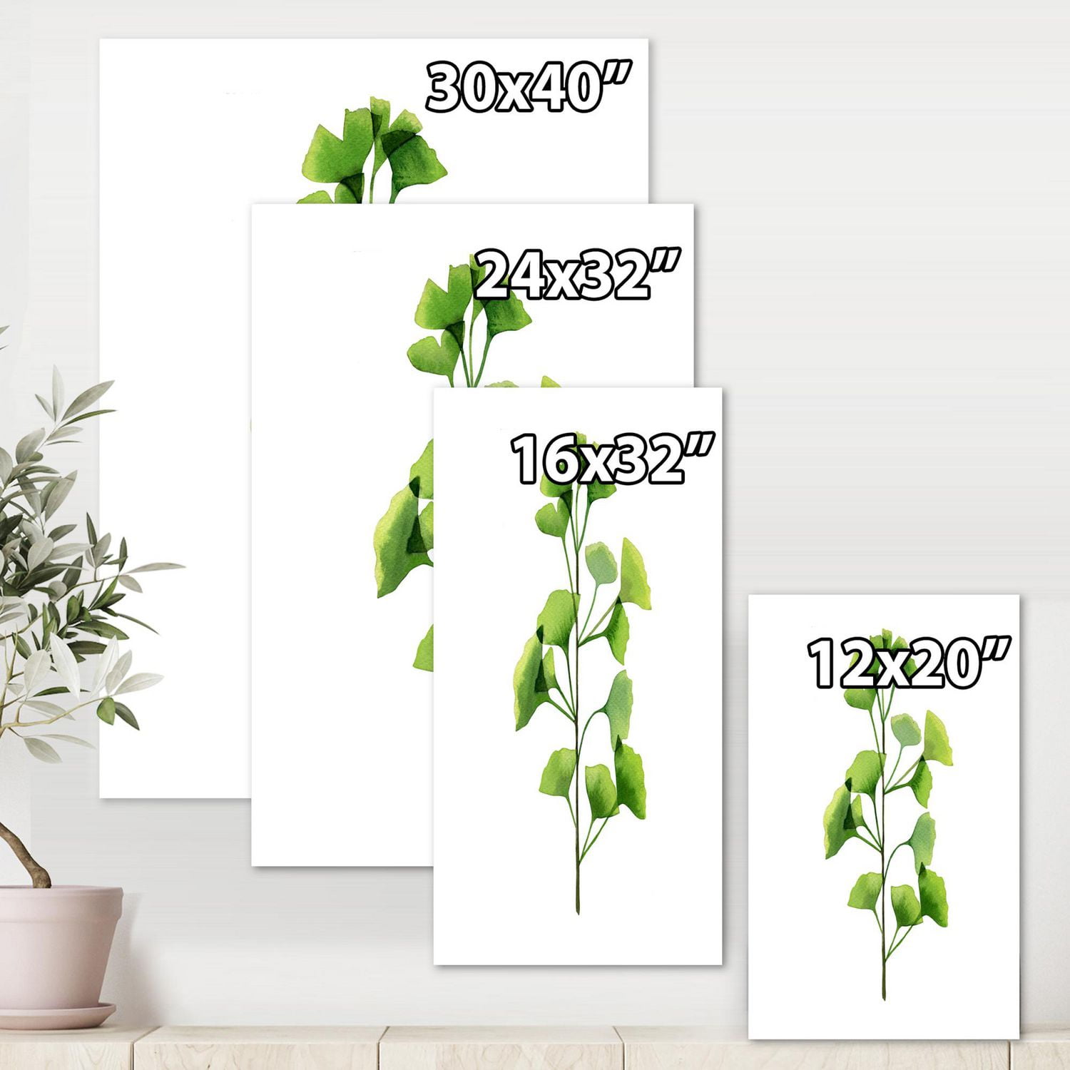 Designart Green Field Plant Foliage Canvas Wall Art
