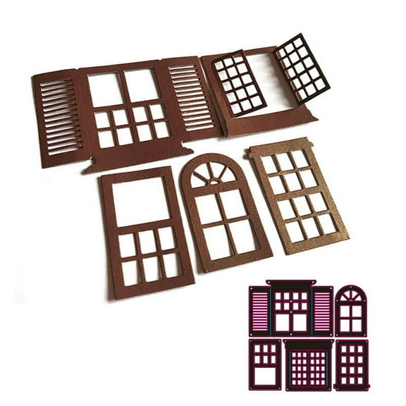 Metal Die Cuts, 5Pcs Window Cutting Dies Stencils for DIY Scrapbooking Album Decorative Embossing Paper Card Craft
