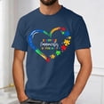 thumbnail image 2 of Autism Awareness Shirt Men: Autism Acceptance T Shirt Autism Support Inspirational Short Sleeve Tee Tops(Navy,M), 2 of 4