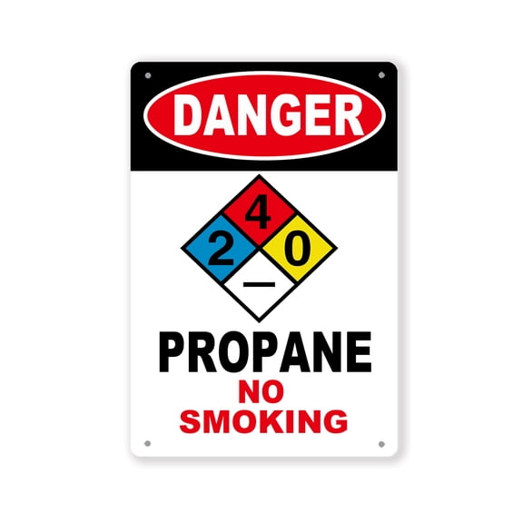 BTFSigns 8x12 Inches Metal Sign,Danger - Propane, No Smoking Sign Aluminum Sign,Warning Sign,Fade Resistant,Rustproof,Multicolor Outdoor/Indoor Use