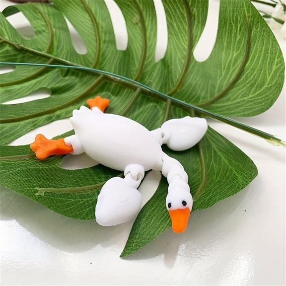 3D Printed Goose Figurine with Movable-Joints, Cute Animal Desktop Decor, Articulated Toy Ornament for Home Shelf Display, Creative Gift for and Adults A