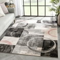 thumbnail image 1 of Well Woven Shay Grey & Blush Boxes & Circles Geometric Area Rug 5x7 (5'3" x 7'3"), 1 of 8