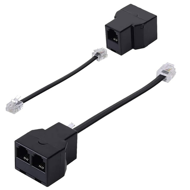 Adaptateur de Câble Téléphonique Ethernet, Séparateur de Téléphone RJ11 Câble Modulaire Adaptateur Téléphonique, Adaptateur Téléphonique Séparateur Câble d'Extension RJ11 6P4C Mâle-2 Femelle Prise Téléphone Câble d'Extension Téléphonique