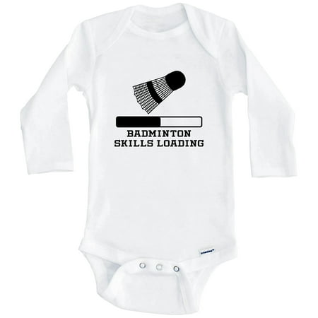 

Badminton Skills Loading Funny Sports Humor One Piece Baby Bodysuit (Long Sleeve) 3-6 Months White