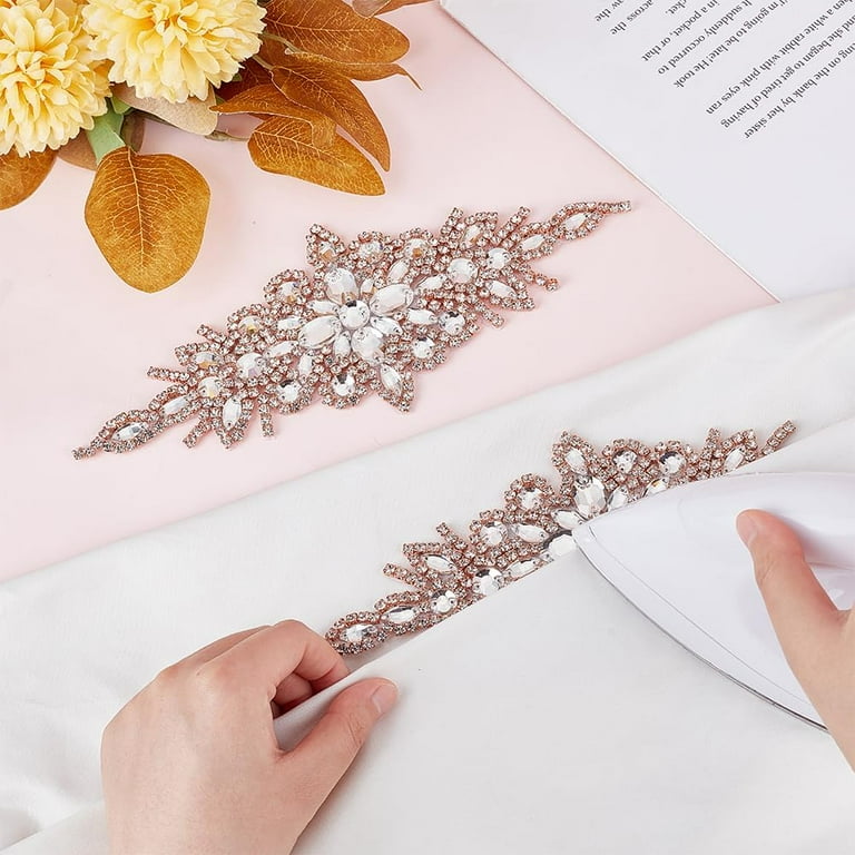 2pcs Rhinestone Applique for Wedding Dress (Rose Gold 9.5x3.7inch) Iron  on/Sew Crystal Patch Hotfix Diamond Sewing Appliques for Bridal Dress  Headpiece Belt or Other Item Decoration - Walmart.com