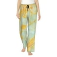 thumbnail image 2 of Picia Yellow With Teal Marble Womens Soft Woven Cotton Elastic Waistband Sleep Pajama Pant Lounge Sleep Pant With Pockets And Drawstring-Small, 2 of 9