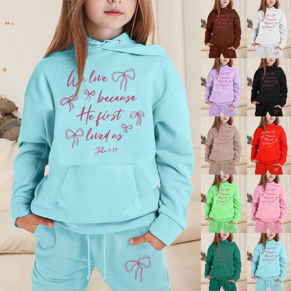 MuXiKeJi Clothes Baby Girl Clothes Graphic Print Long Sleeve Loose Pullover Tops and Jogger Pants Fall Kids 2pcs Outfits