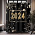 thumbnail image 3 of 2024 Happy New Year Shower Curtain for Bathroom, 2024 Shower Curtain Set Waterproof Fabric Bathtub Curtain Decor with 12 Hooks, 72x72 inches, 3 of 6
