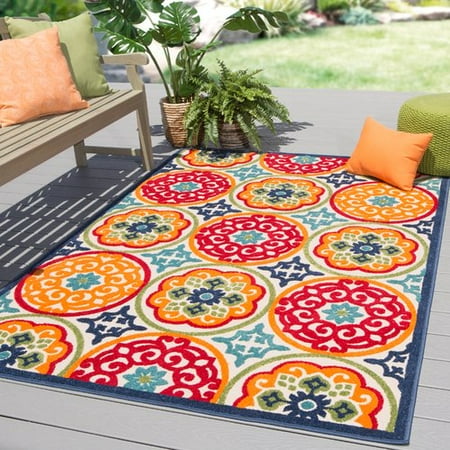 - Winston Porter Southington Medallion Red/Orange Indoor/Outdoor Area Rug