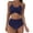 Navy, variant on Women Two Piece Vintage Swimsuit Wrap Cross Cutout Bikini Sets Tummy Control Swimwear Push Up High Waist Bikini with Bottom