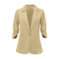 thumbnail image 6 of IYYVV 2026 Summer Linen Blazer Women 3/4 Sleeve Lightweight Suit Jacket Elegant Casual Cotton Blend Work Blazers Cardigan Khaki 2XL, 6 of 9