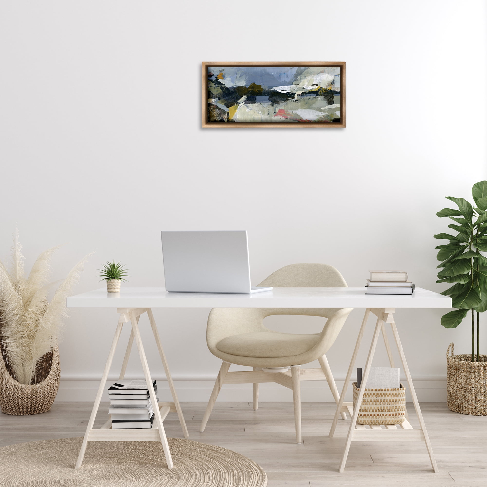 Stupell Industries Chaotic Paint Expressions Abstract Painting Brown Floater Framed Canvas Art Print Wall Art, 25 x 11
