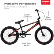 Huffy HX Comp Race/BMX Bike, 20 Wheels, Kids Ages 5+ Years, Black/Red