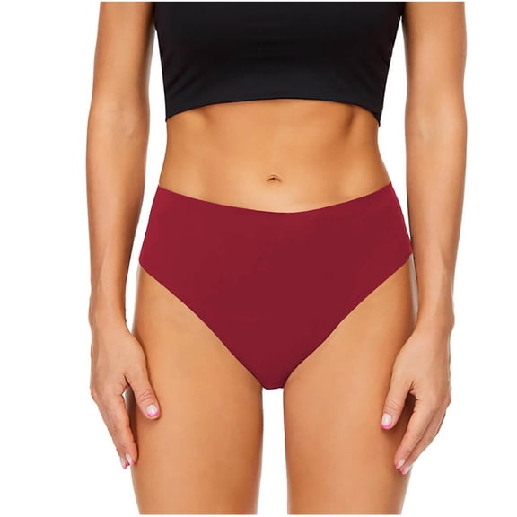 Gmluru Women'S Panties Solid Color High Waist Periods Bikini Bottoms Menstruation Swimsuit Periods Briefs Red Underwear Plus Size XL