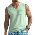 thumbnail image 2 of Men's Solid Color V Neck Tank Top Chest Pocket Sleeveless Casual Summer Beach Vacation Athletic Vest, XL, 2 of 9