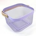 thumbnail image 2 of Holloyiver Metal Mesh Steel Basket, Storage Organizer Basket, Multi-functional Hanging Kitchen Fruit Basket Bin with Bamboo Handle for Kitchen Cabinet Bathroom Picnic Shopping, Purple, 2 of 8