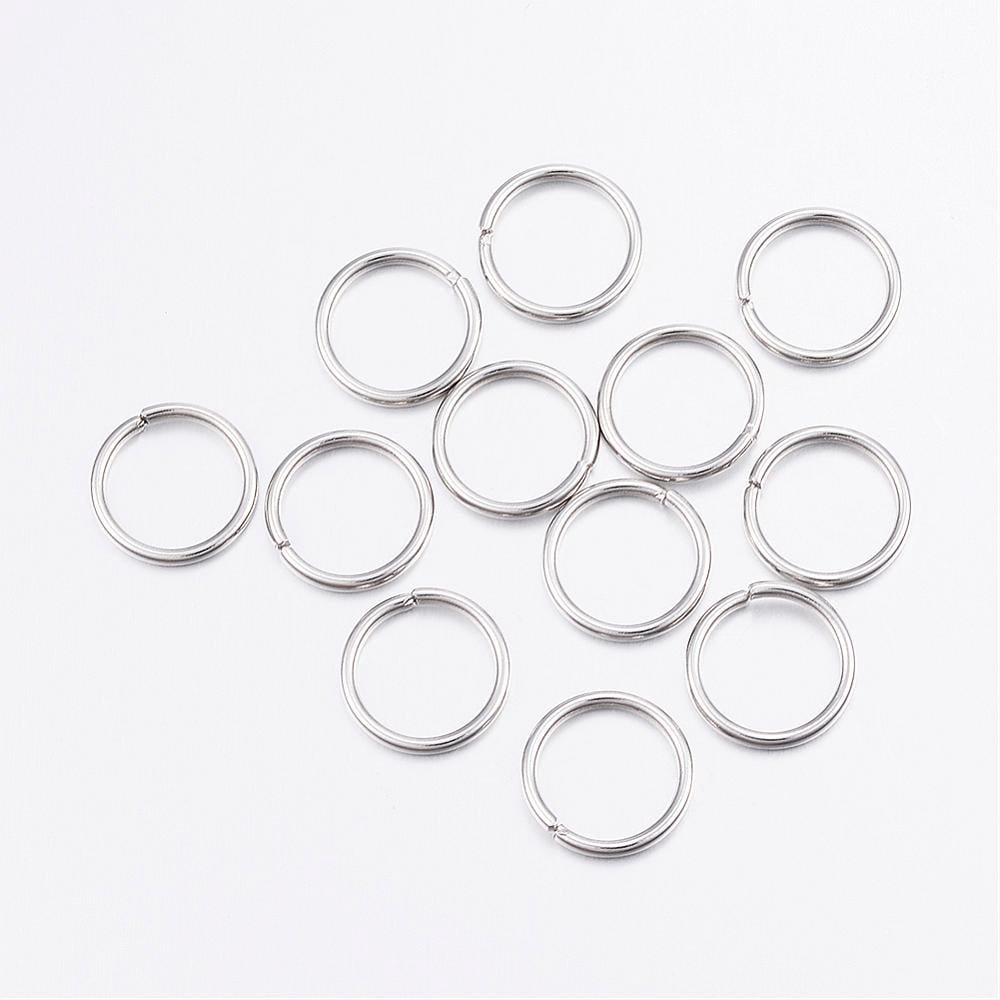 1000pc Resistant 304 Stainless Steel Open Jump Rings Stainless Steel Color 13x1.5mm Inner Diameter: 10mm