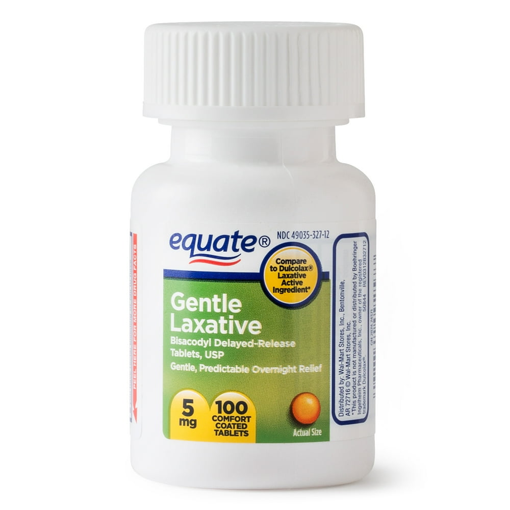 Equate Gentle Laxative Bisacodyl Coated Tablets, 5 mg, 100 Ct Walmart