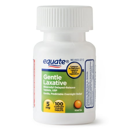 (3 Pack) Equate Gentle Laxative Bisacodyl Coated Tablets, 5 mg, 100 (Best Immediate Constipation Relief)