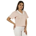 thumbnail image 2 of Moomaya Womens Peter Pan Lace Collar Top Plain Jersey Short Casual Tshirt, 2 of 8