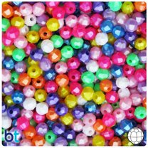 BeadTin Pearl Mix 6mm Faceted Round Plastic Beads (600pcs)