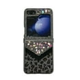 thumbnail image 4 of Compatible for Samsung Galaxy Z Flip 6 Case with Beaded Wrist Strap, Fluffy Leopard Print Pattern with Bling Design Case for Women Girls Hard PC Drop Protection Cover for Galaxy Z Flip 6, Black, 4 of 10