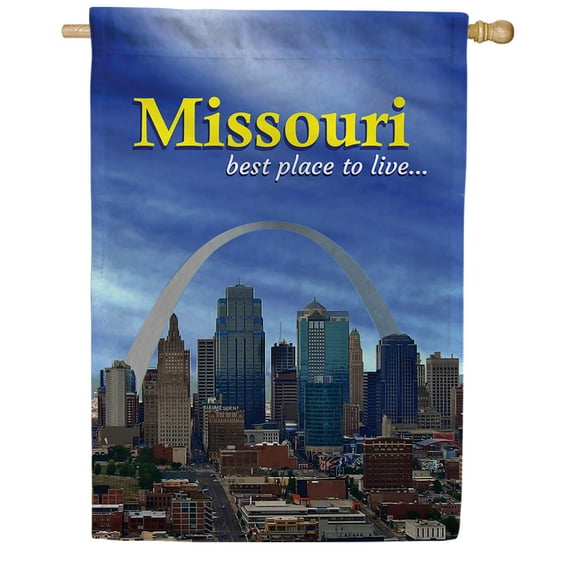 America Forever Missouri State House Flag- 28 x 40 inches- Missouri Skyline View USA Regional Yard Outdoor Decorative Double Sided Flag