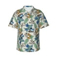 thumbnail image 4 of Wukai Dinosaurs And Leaves Men's Hawaiian Shirt Short Sleeve Casual Button Down Summer Beach Aloha Shirt Tropical Print Holiday Party, 4 of 8