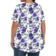 thumbnail image 6 of Horkkom Womens Summer Tops Plus Size Floral Print Short Sleeve Pleated Tunic Tops Casual Loose Crew Neck Blouses L, 6 of 8