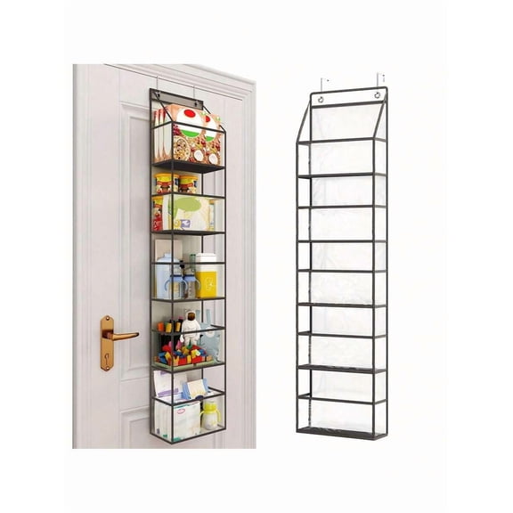 5-Tier Gray Over The Door Pantry Organizer With Clear Pockets - Space-Saving, Effortless Organization For Closets, Bedrooms & Bathrooms