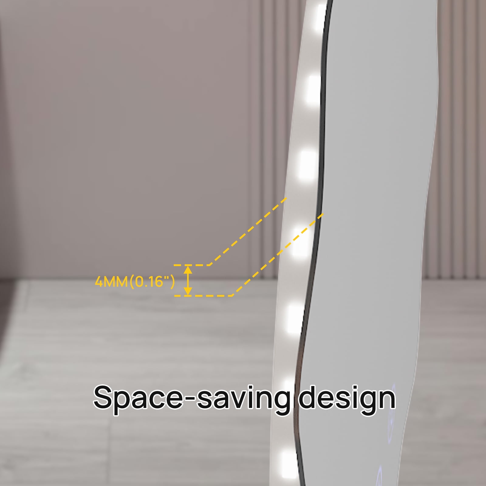 Wonline 28" X 28" Wall Mounted Bathroom Mirror with LED-Lights,Frameless Polygonal Round Bathroom Vanity Mirror Decor