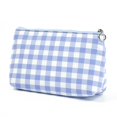 thumbnail image 1 of NEW Travel Organizer Large-Capacity Portable Plaid Fabric Cosmetic Bag Storage Case Makeup Pouch Wash Bag BLUE, 1 of 8