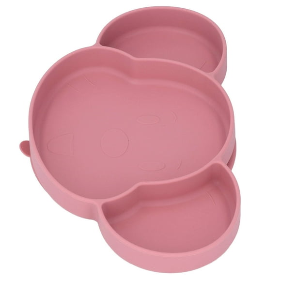 Baby Suction Plate, Thick Edge Baby Food Dish Easy To Clean Skid Resistance Cute Bear Shape For Baby Pink