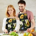 thumbnail image 5 of Black Sunflower White Daisy Pattern Apron-Garden Aprons for Women with Pockets-Cotton Linen Waterproof Kitchen Cooking Gardening Aprons Adjustable for Kitchen,Cooking,BBQ and Salon 33x27 Inch, 5 of 7