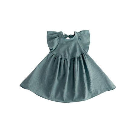 

Multitrust Children s Dress Kid s Lace Up Solid Color Round Neck Skirt