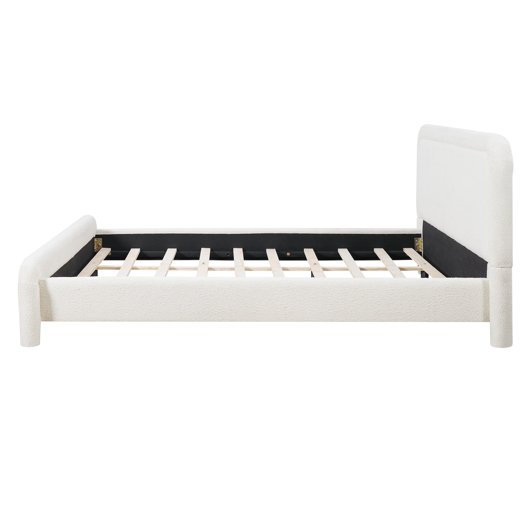 Christopher Knight Home Modern Queen Upholstered Platform Bed Frame with Curved Headboard, White