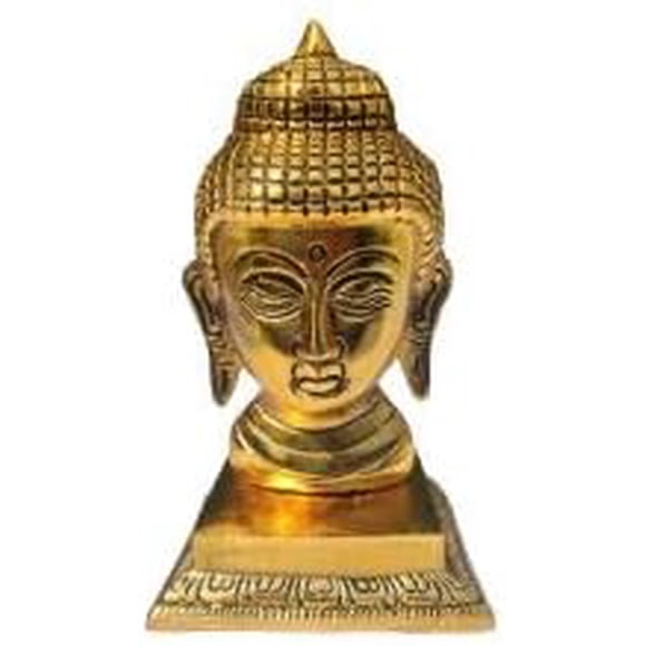 Wonder Care Metal Buddha Statue for Home Decor, Gautam Buddha face showpiece feng Shui Figurine Reiki Zen Meditation Spiritual Idol Sculpture for Living Room Decoration 6"