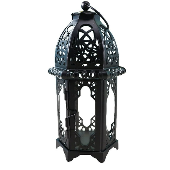 Vintage Windproof Candle Lantern, Glass & Wrought Iron Candlestick Holder for Indoor Outdoor Home Decor, Farmhouse Patio, Garden, Mantel and Wedding Centerpiece