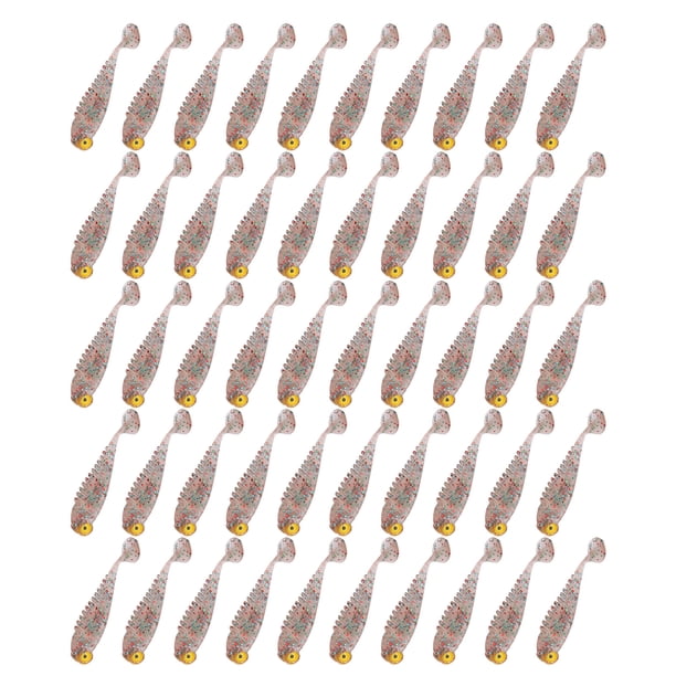 Cebos con forma de pez, 50 piezas/bolsa, señuelos de pesca artificiales, señuelos artificiales de cola de paleta, señuelos artificiales de estética elegante